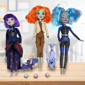 Disney Parks Attractionistas 3 Dolls Nellie Celeste Dog Gracey Bat Grimm 12"